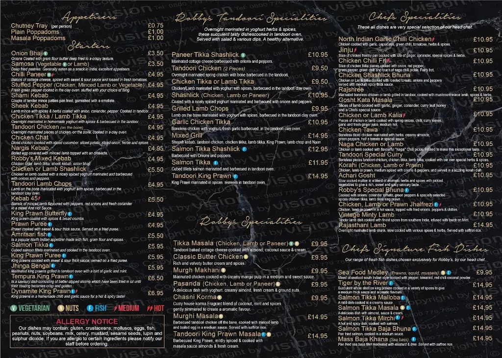 Menu_Robby's Indian Dining_Kingswinford_image_1