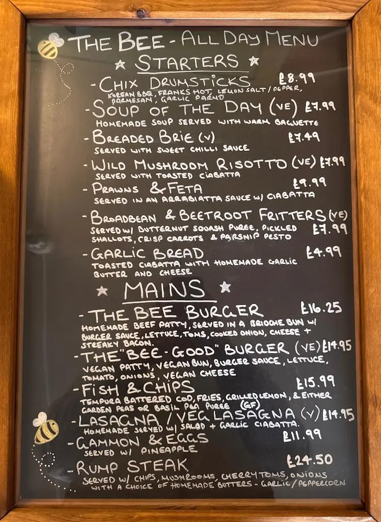Menu_The Bee Pub, Windlesham_Bagshot_image_1