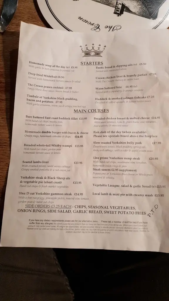 Menu_The Crown, Hutton le Hole_Kirkbymoorside_image_3