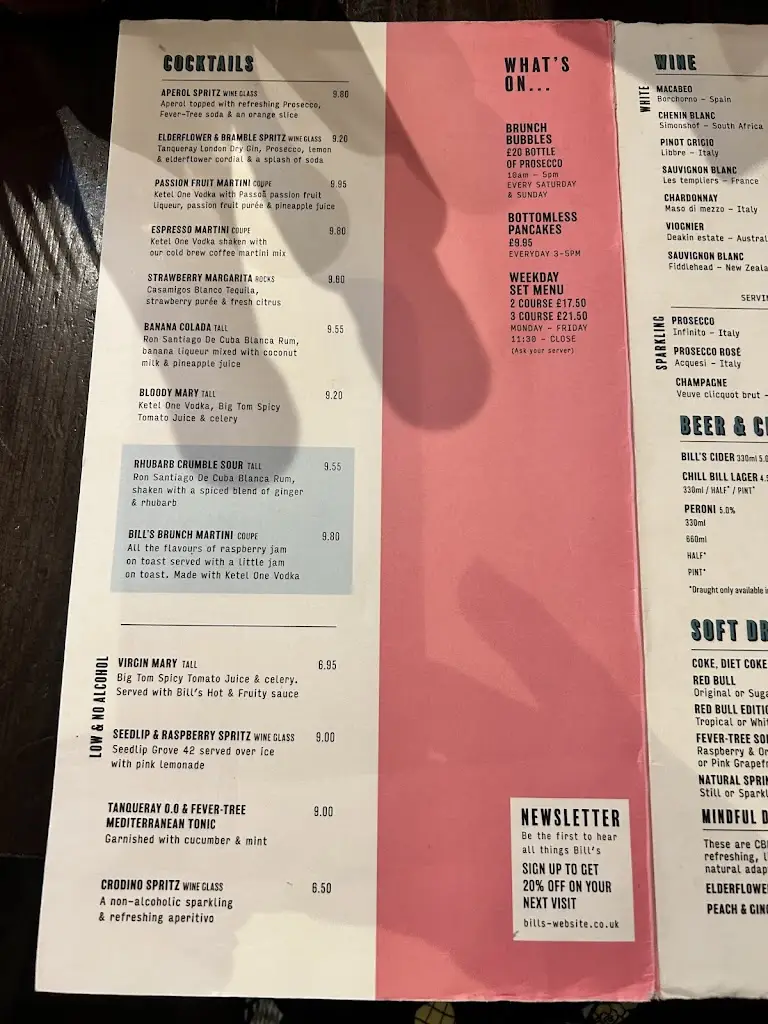 Menu_Bill's Kingston Restaurant_Kingston upon Thames_image_2