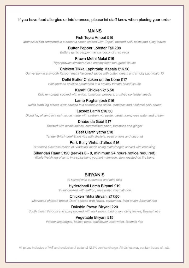 Menu_Roz Ana_Kingston upon Thames_immagine_2