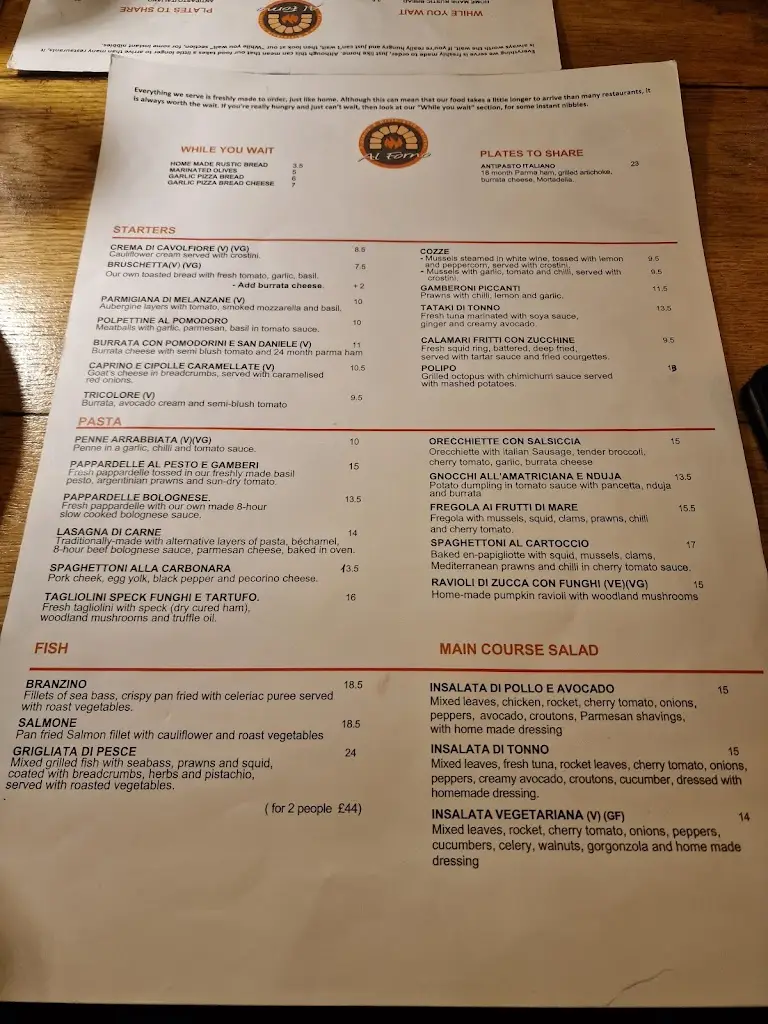 Menü_Al Forno Restaurant_Kingston upon Thames_Bild_1