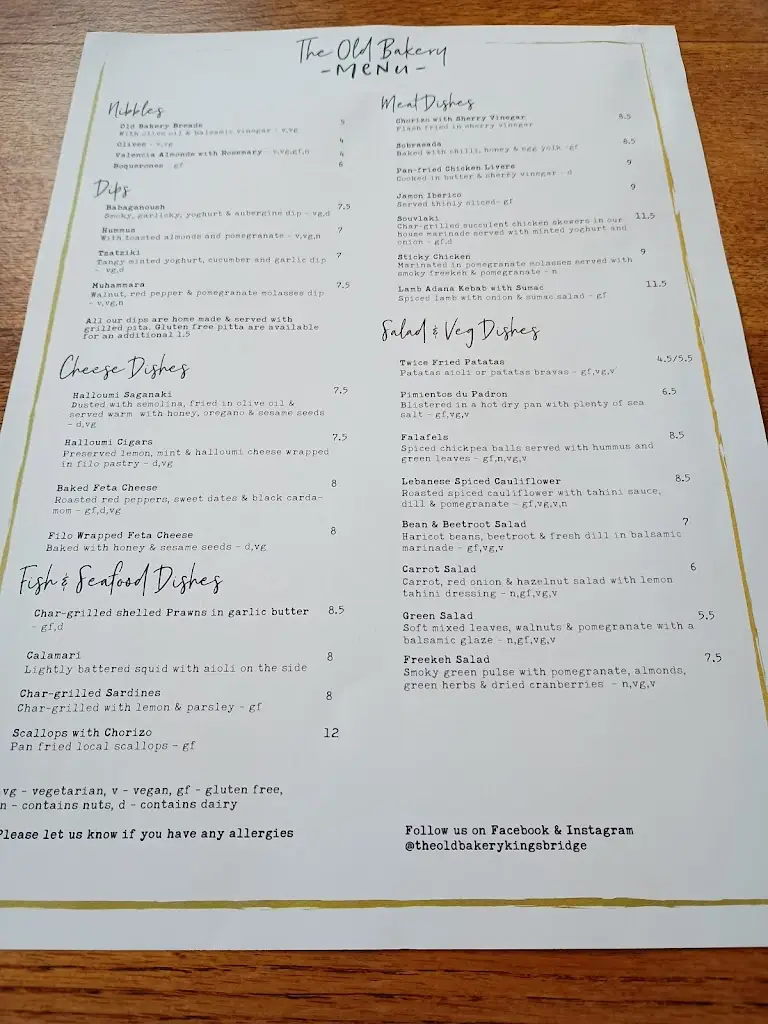 Menu_The Old Bakery_Kingsbridge_imagen_1