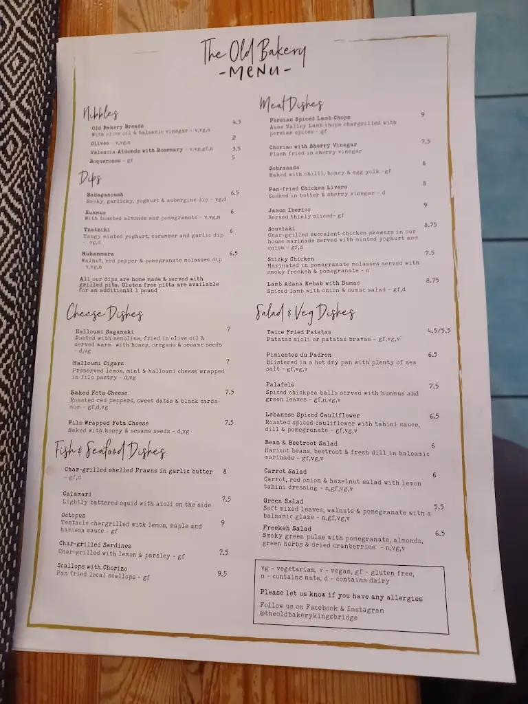 Menu_The Old Bakery_Kingsbridge_imagen_3