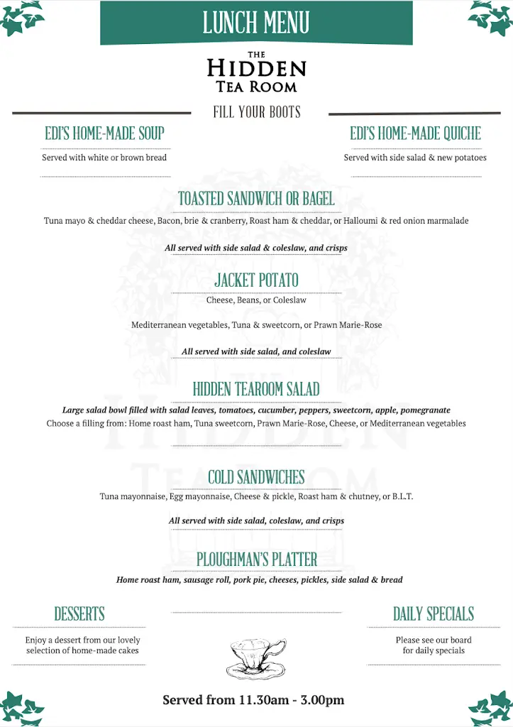Menu_The Hidden Tearoom_Knottingley_image_2