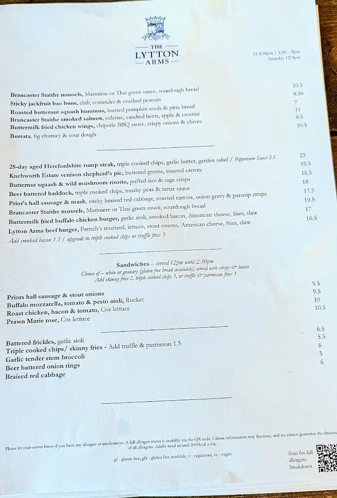 Menu_The Lytton Arms Pub_Knebworth_image_1