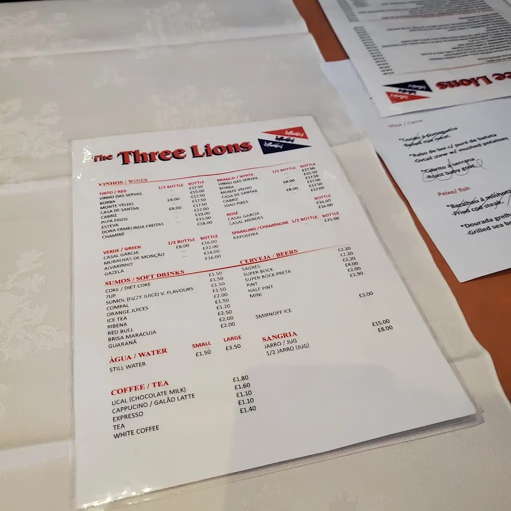 Menu_The Three Lions_Lambeth_image_4