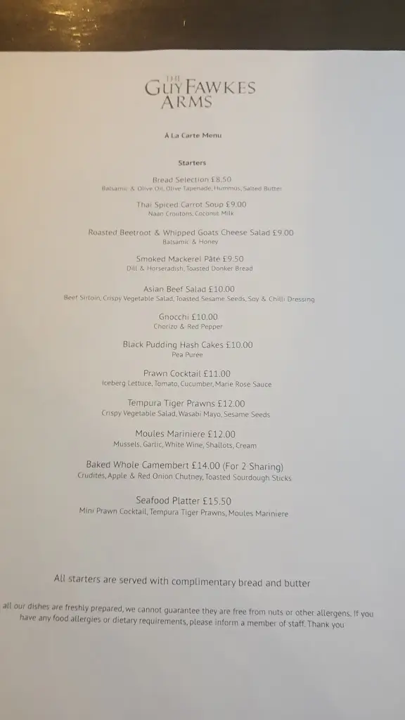 Menu_Guy Fawkes Arms_Knaresborough_immagine_2