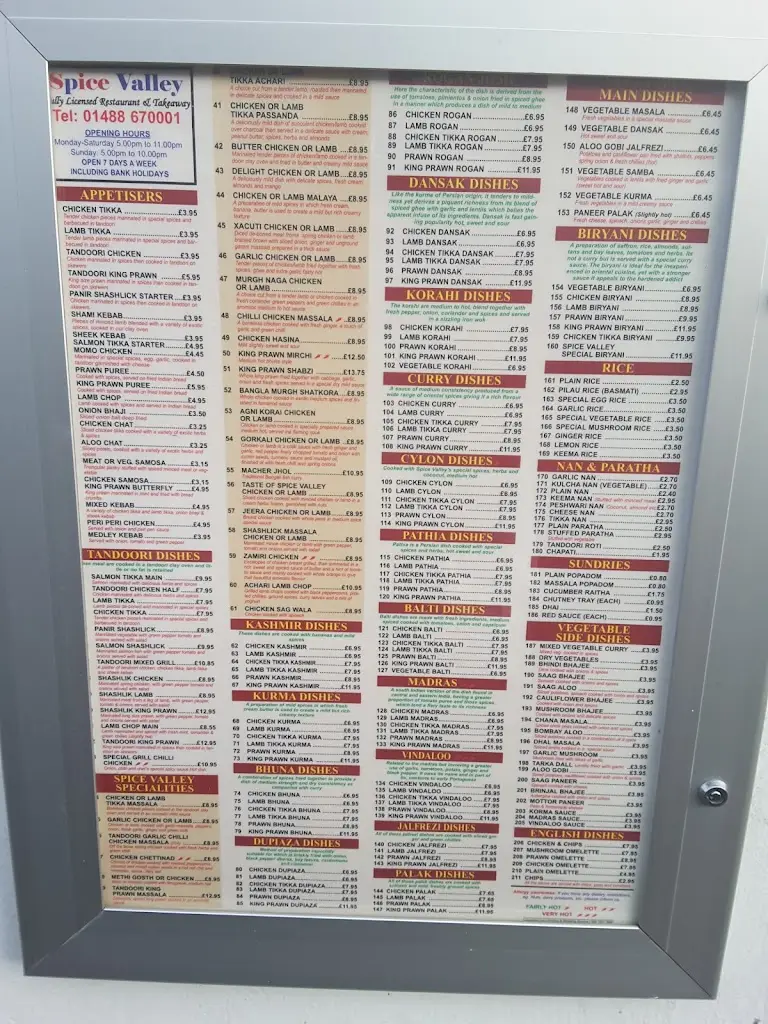 Menu_Spice Valley_Lambourn_image_1