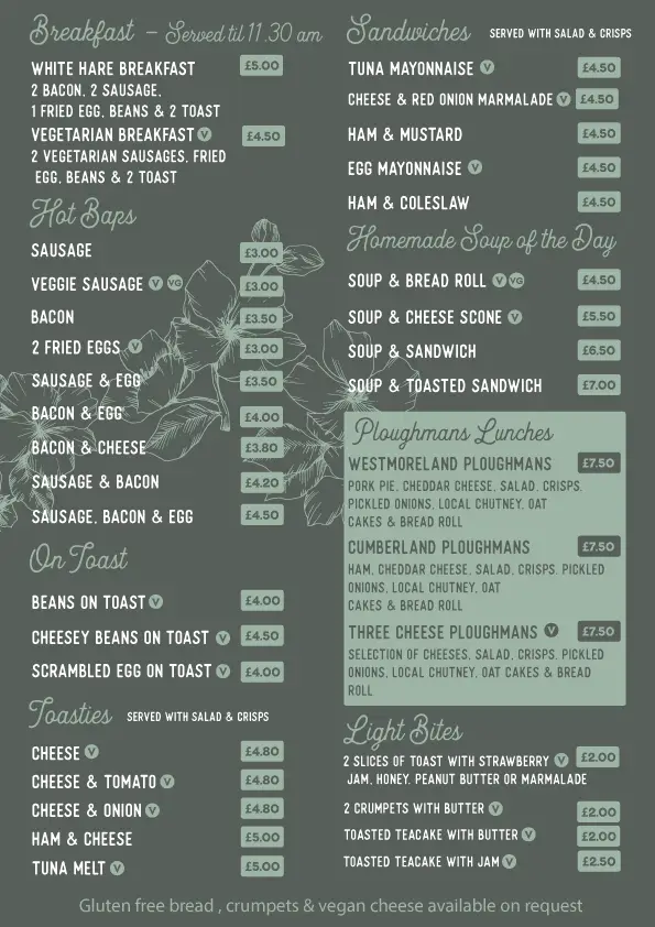 Menu_The White Hare Cafe_Kirkby Stephen_image_1