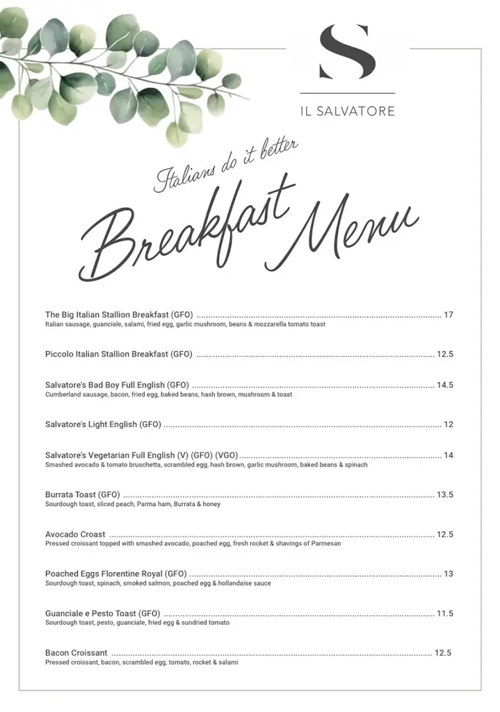 Menu_Il Salvatore_Lakenheath_image_4