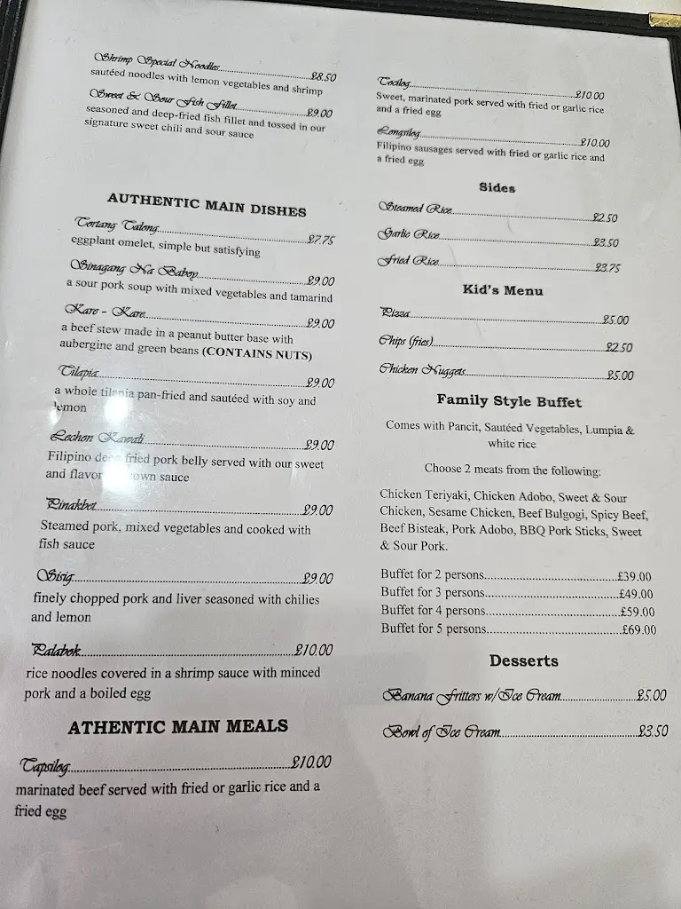 Menu_Filipiniana Restaurant_Lakenheath_image_1