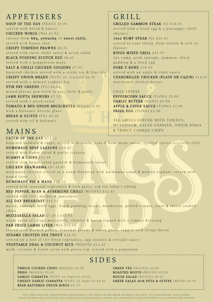 Menu_The Kings Head_Lanchester_image_1