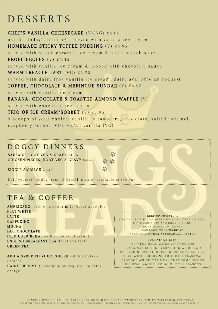 Menu_The Kings Head_Lanchester_image_3