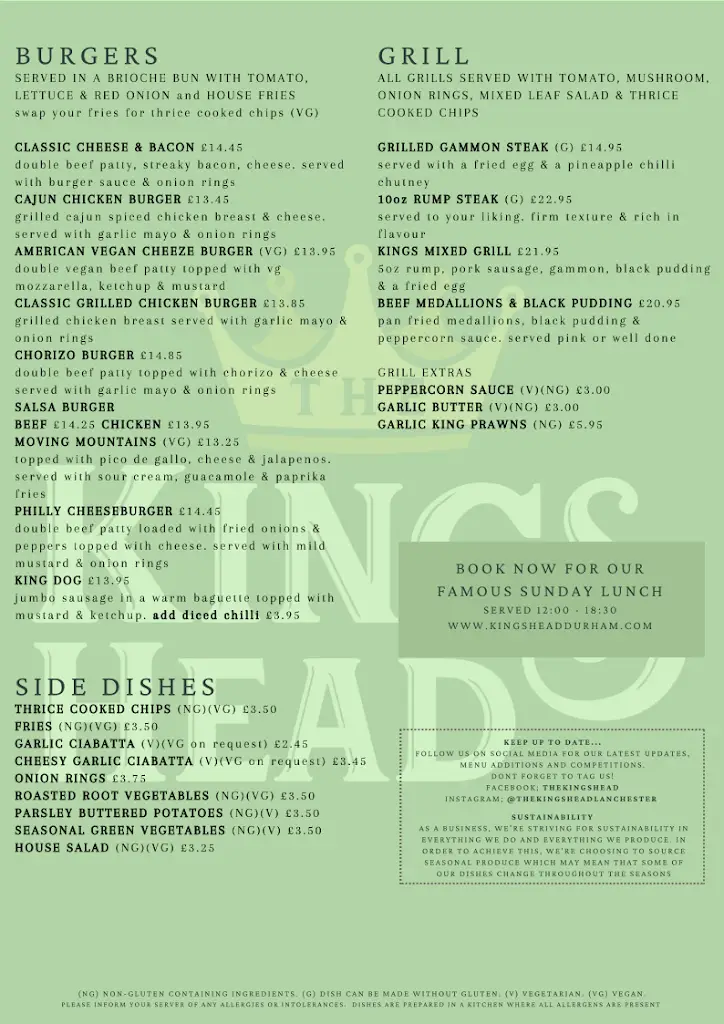 Menu_The Kings Head_Lanchester_image_4