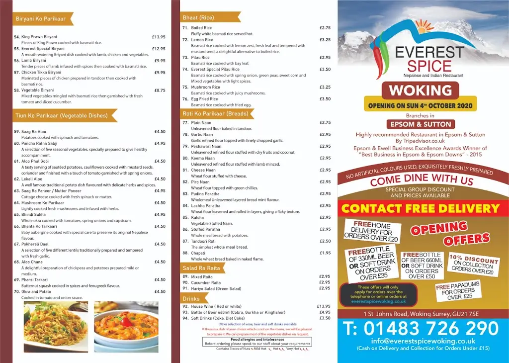 Menu_Everest Spice_Knaphill_image_1
