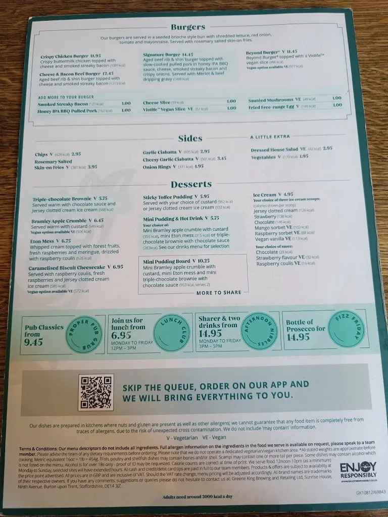 Menu_The Green Man_Lavendon_image_2