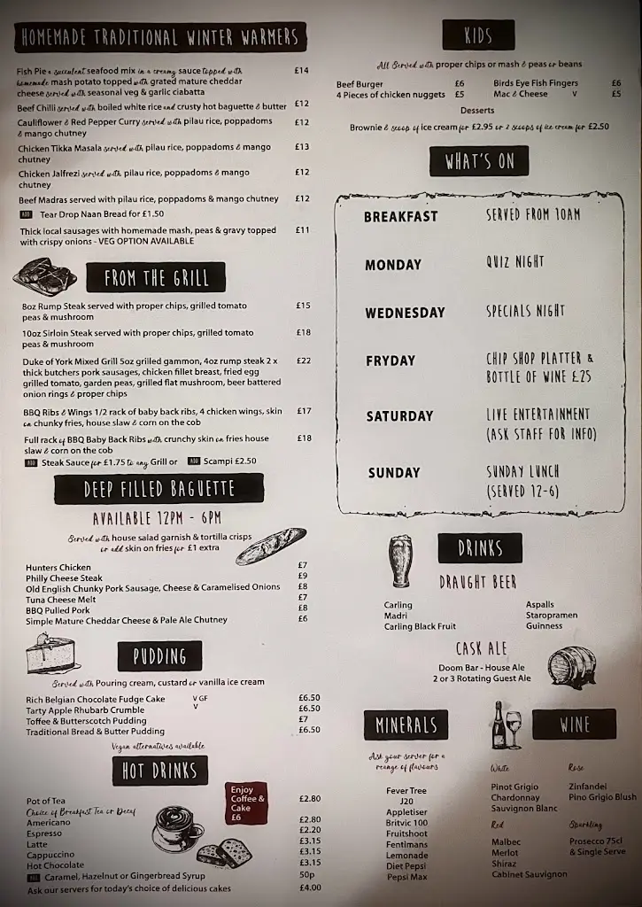Menu_The Duke of York_Barlaston_image_1