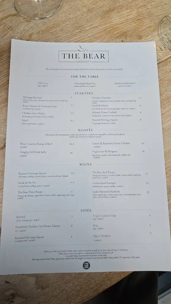 Menu_The Bear_Leatherhead_immagine_1