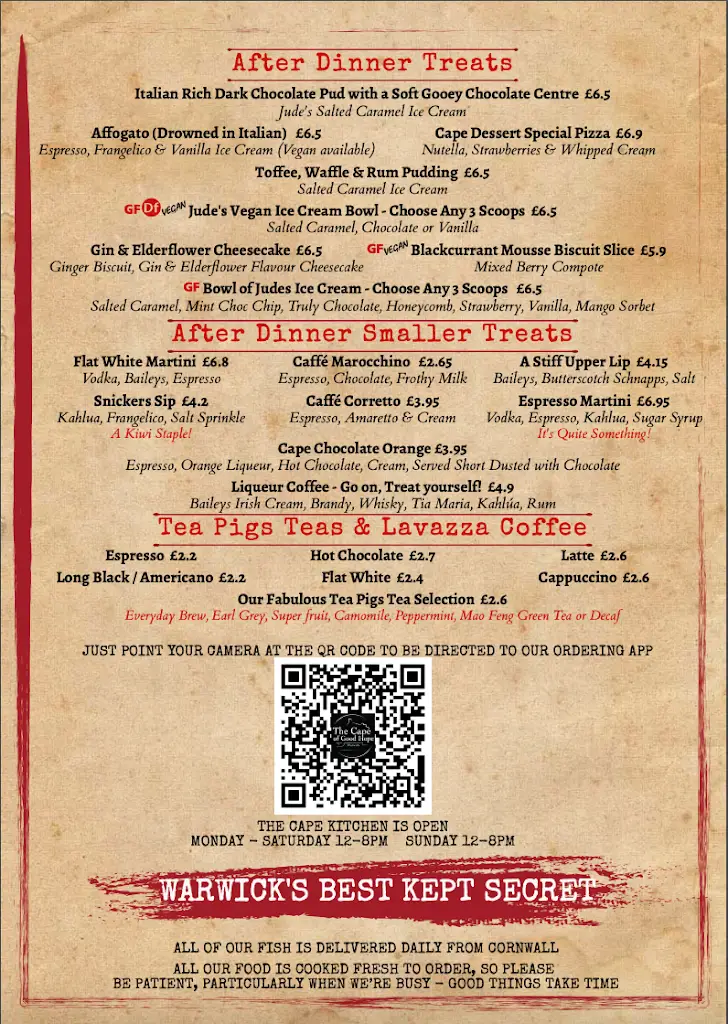 Menu_The Cape Of Good Hope_Leek Wootton_image_1