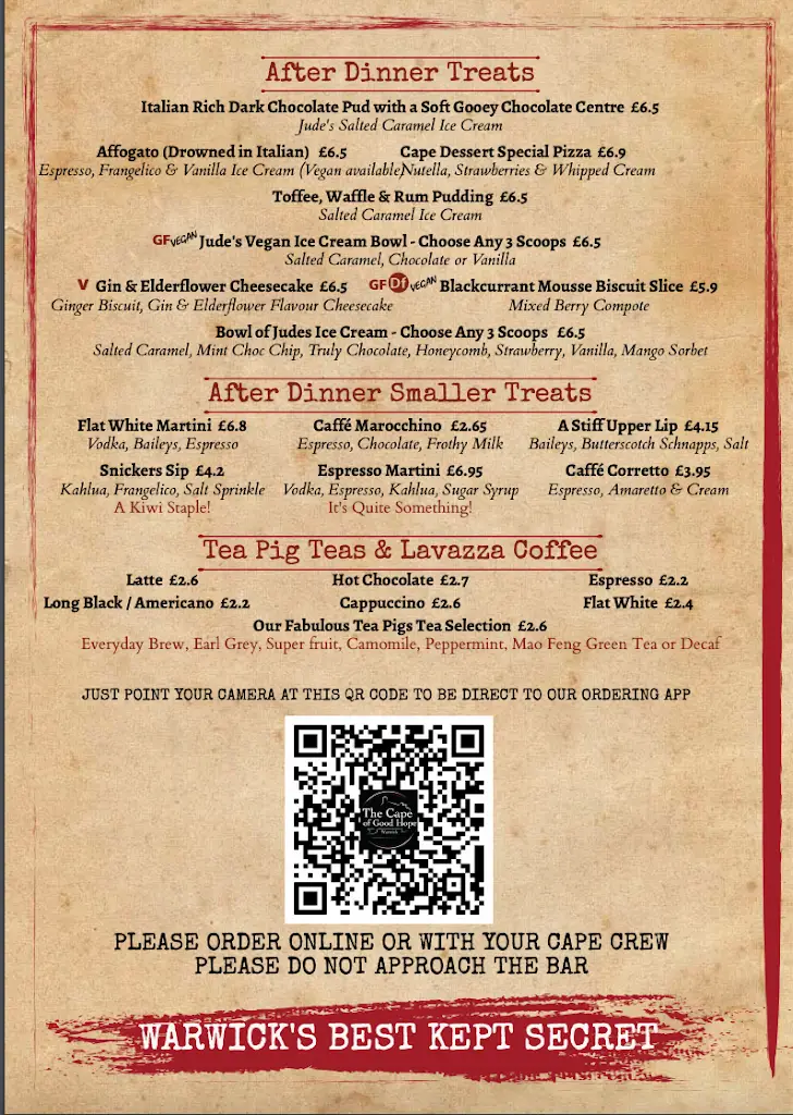 Menu_The Cape Of Good Hope_Leek Wootton_image_2