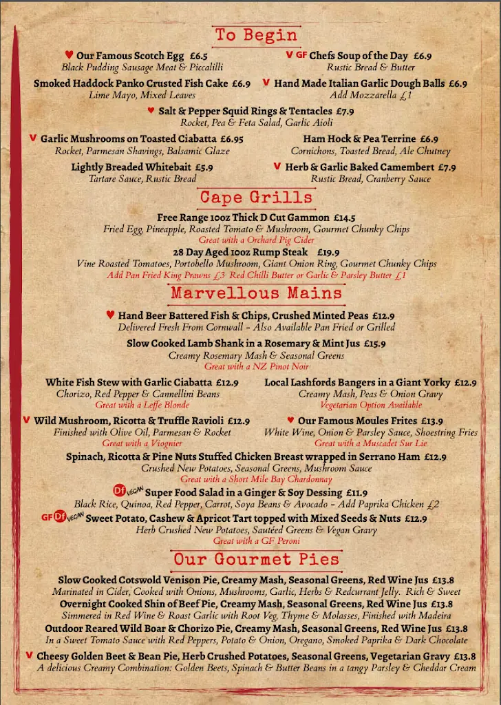 Menu_The Cape Of Good Hope_Leek Wootton_image_4