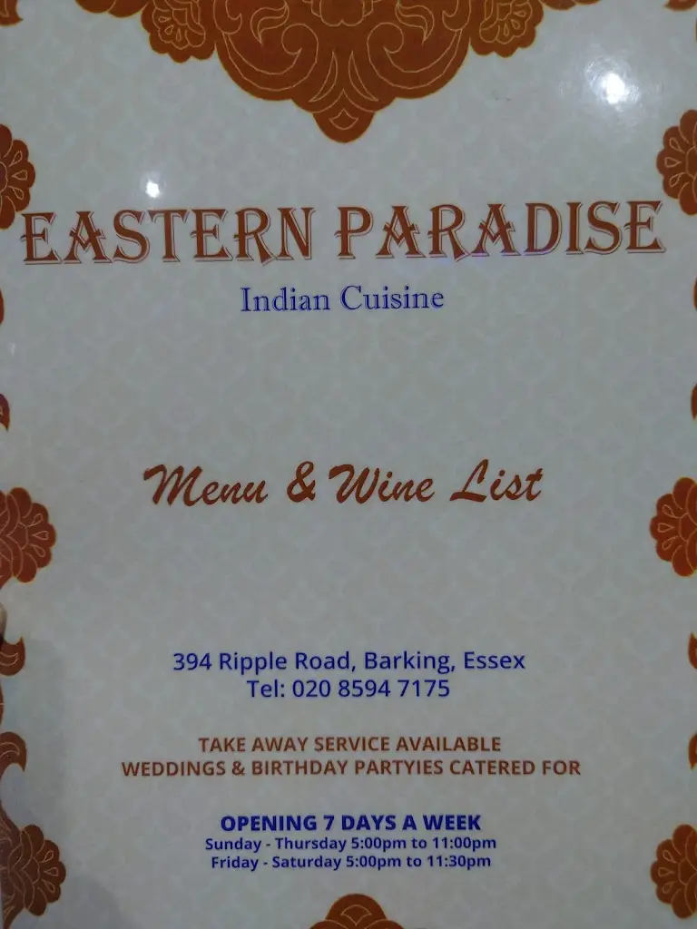 Menu_Eastern Paradise_Barking_image_1