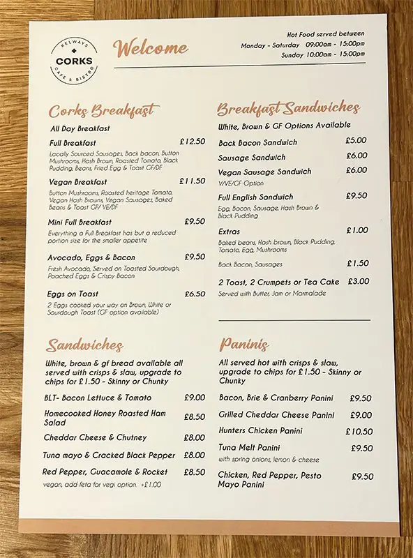 Menu_Corks at Kelways_Langport_immagine_2