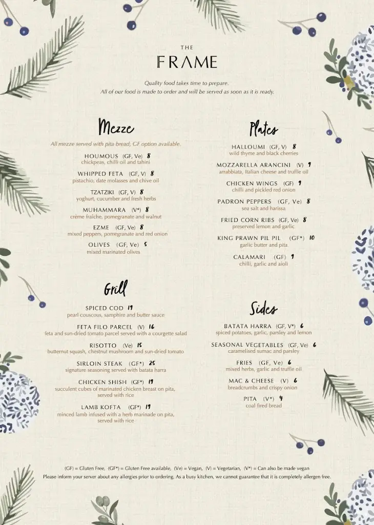 Menu_The Frame_Leicester_image_1