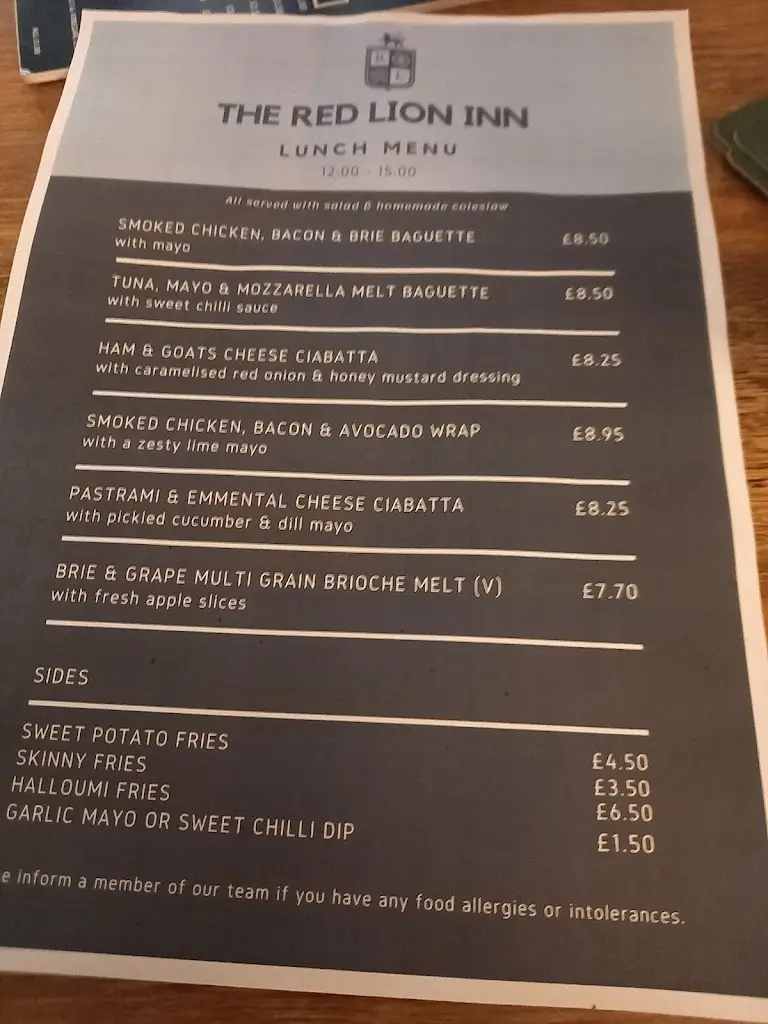 Menu_The Red Lion Inn, Alnmouth_Lesbury_image_1