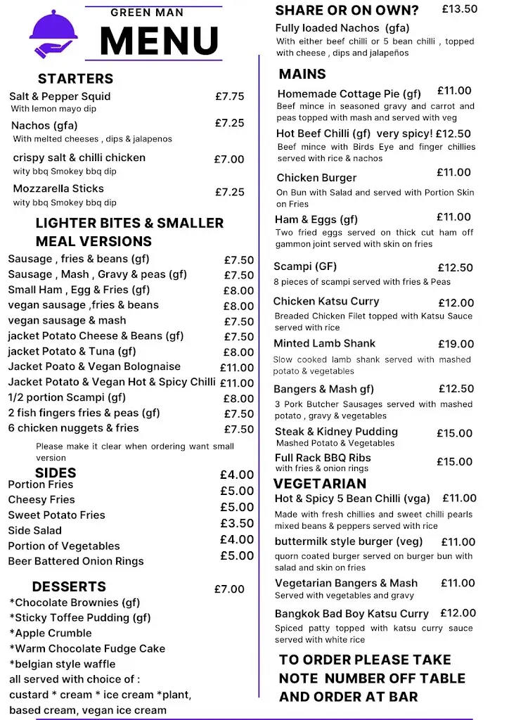 Menu_The Green Man, Lidlington, Beds_Lidlington_image_3