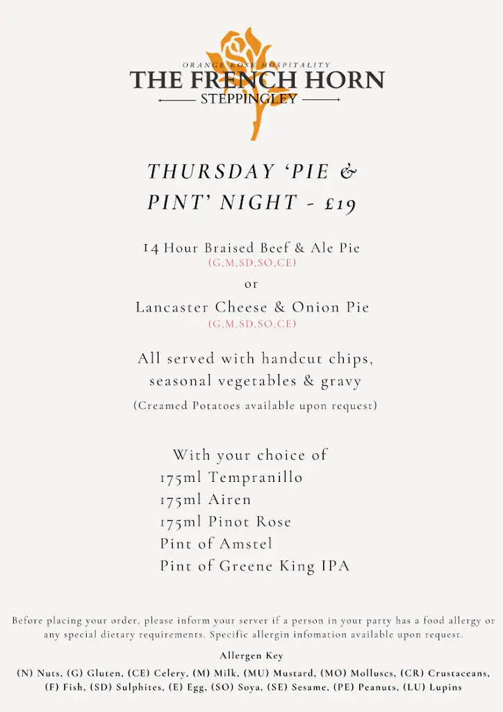 Menu_The French Horn_Lidlington_image_1