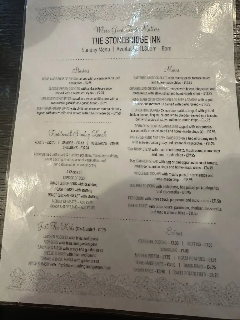 Menu_The Stonebridge Inn_Langley Park_image_1