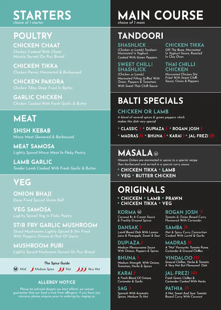 Menu_The New Viceroy Restaurant_Leyland_image_1