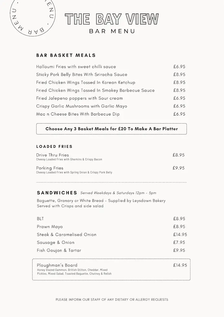 Menu_The Bay View_Leysdown-on-Sea_immagine_2