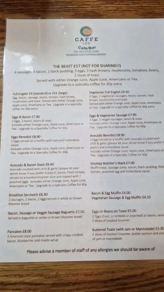Menü_Caffe Lee - Cafe/Bar_Lee-on-the-Solent_Bild_1