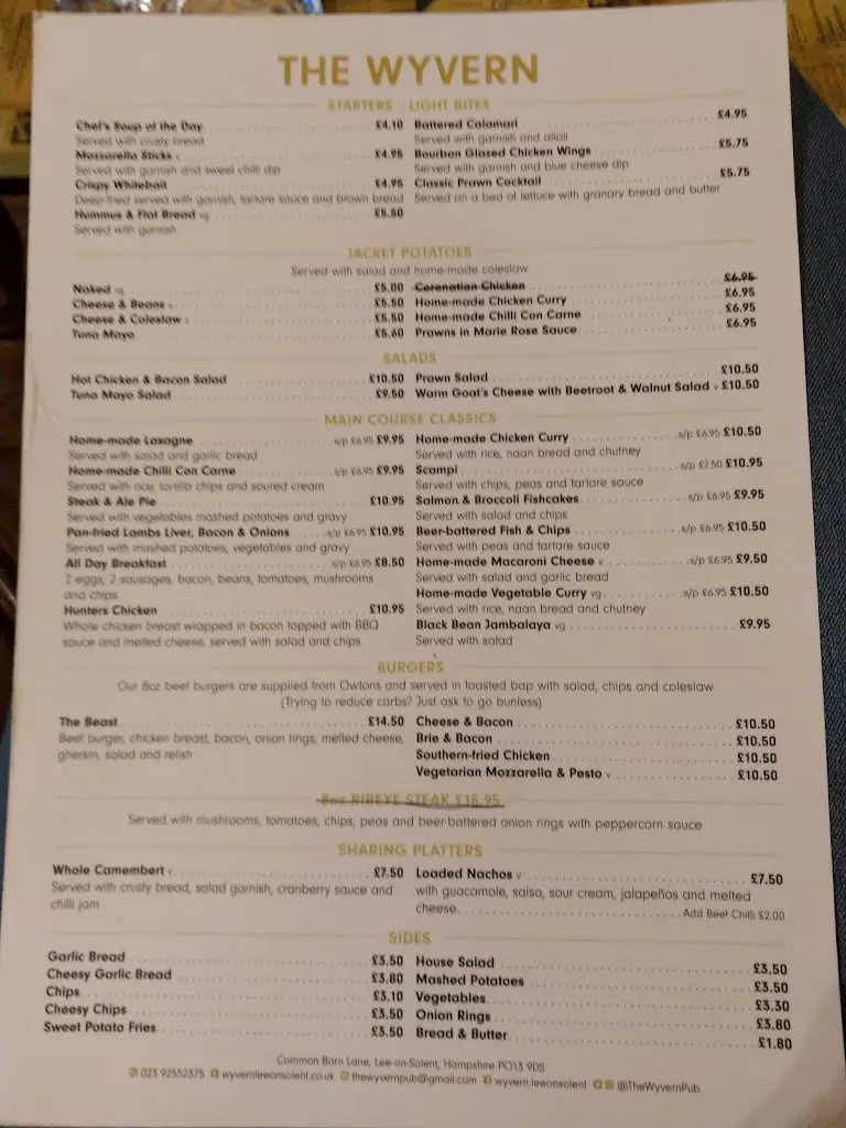 Menu_The Wyvern_Lee-on-the-Solent_image_1