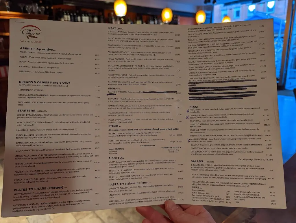 Menu_Alloro Ristorante Italiano_Letchworth_image_1