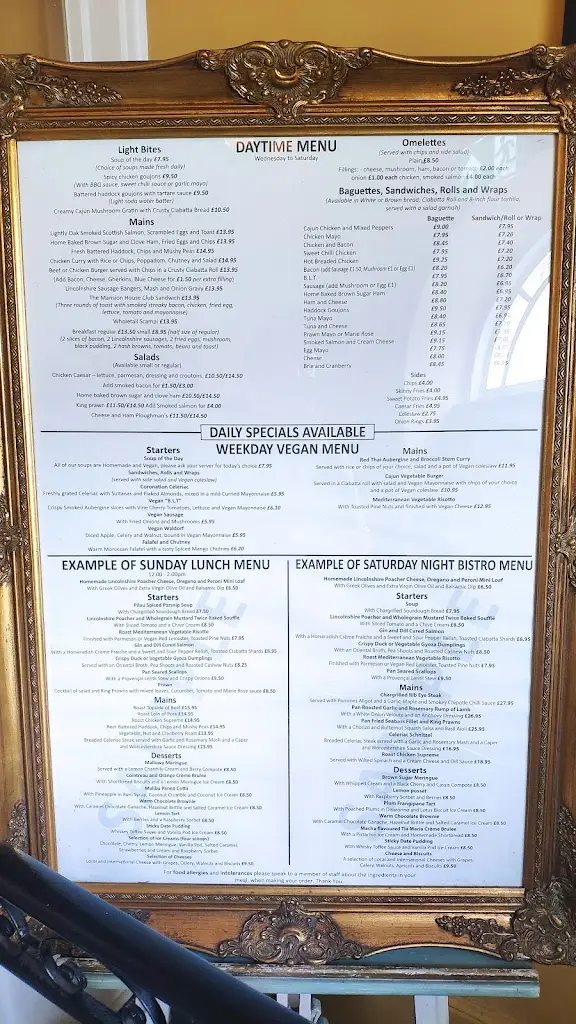 Menu_The Mansion House_Lincolnshire_image_1