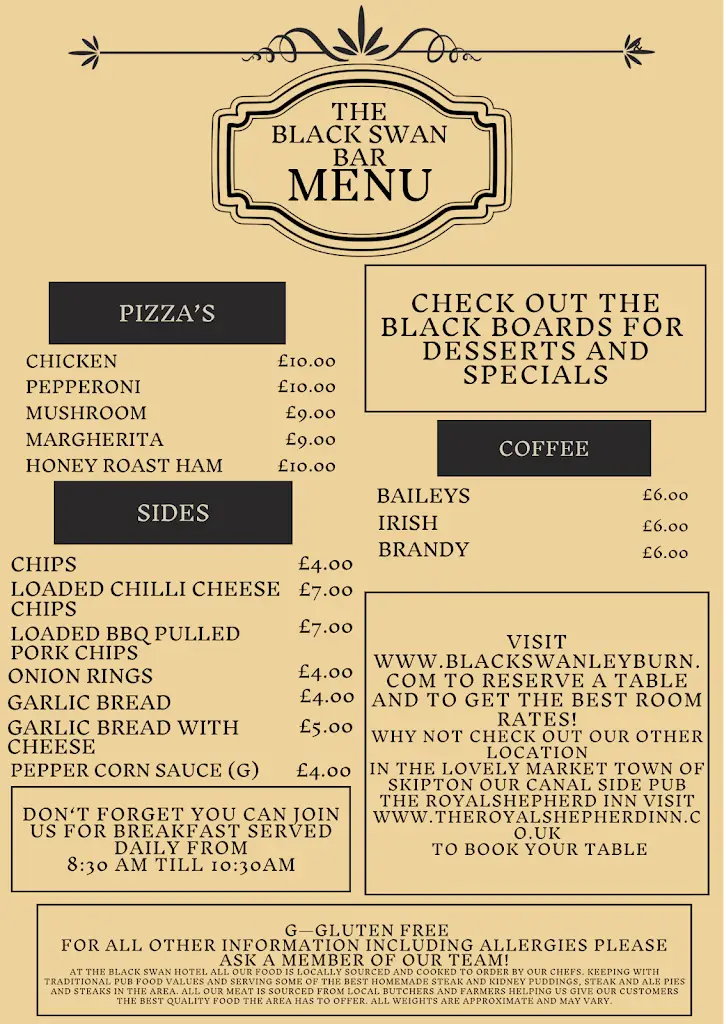 Menu_Black Swan_Leyburn_immagine_1