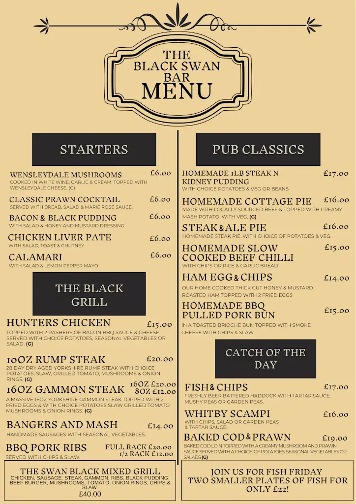 Menu_Black Swan_Leyburn_immagine_3