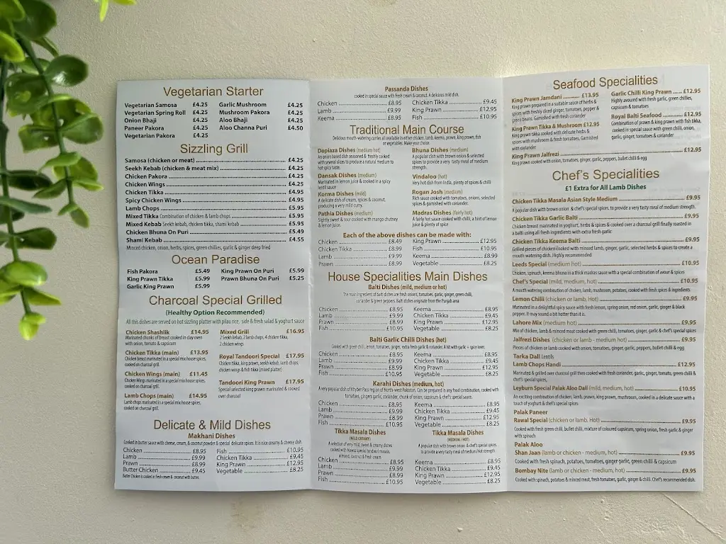 Menu_Royal Spice_Leyburn_image_1
