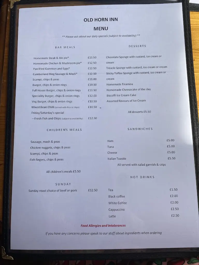 Menu_The Old Horn Inn_Leyburn_image_1