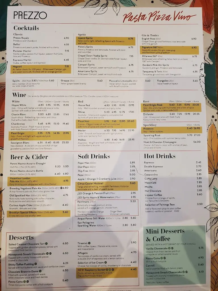 Menu_Prezzo Italian Restaurant Banstead_Banstead_image_3