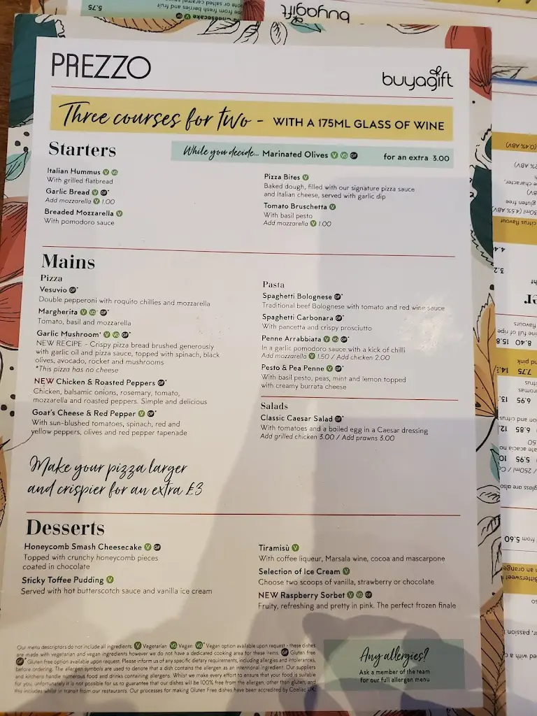 Menu_Prezzo Italian Restaurant Banstead_Banstead_image_4