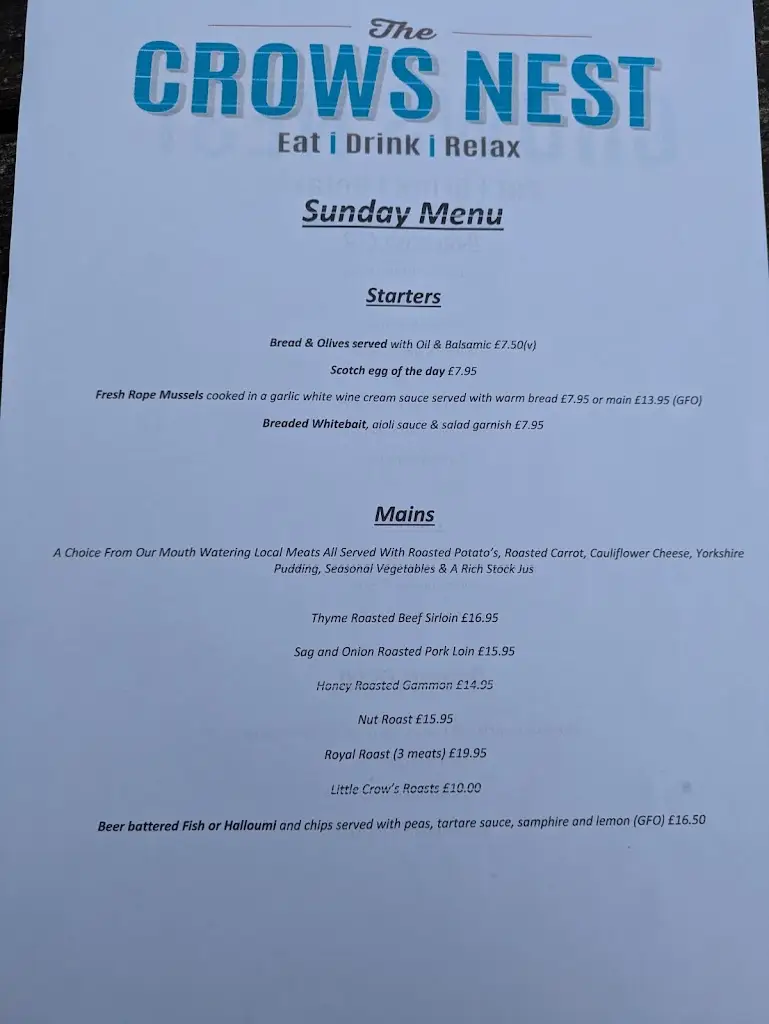 Menu_The Crows Nest_Liskeard_image_2