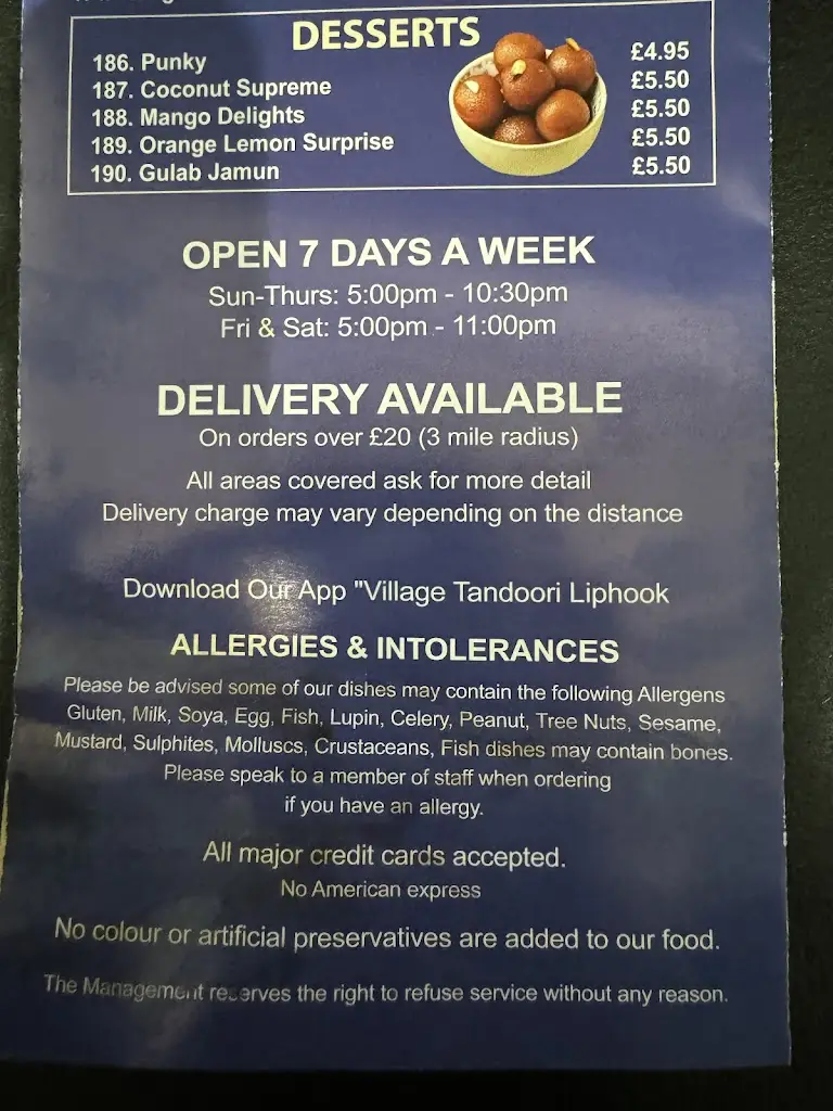 Menu_The Village Tandoori LIPHOOK_Liphook_image_1