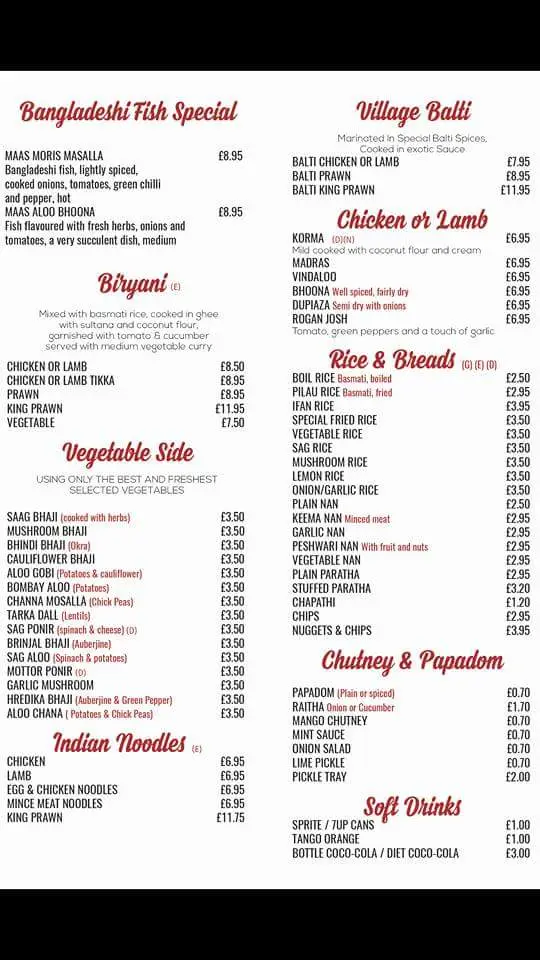 Menu_The Village Tandoori LIPHOOK_Liphook_image_2