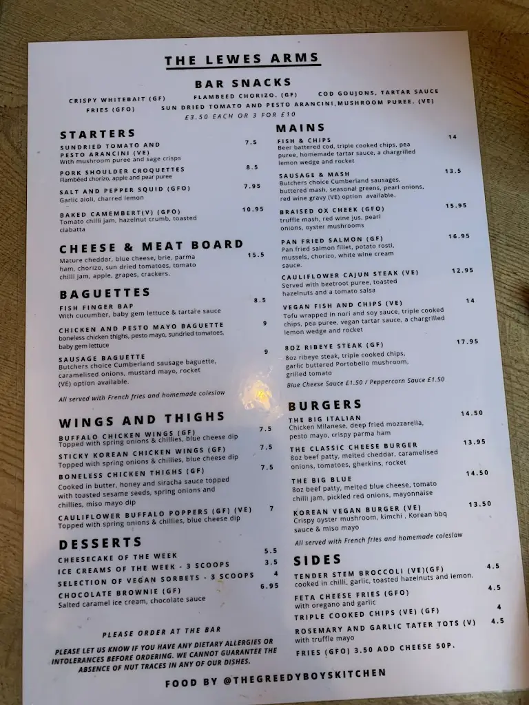 Menu_The Lewes Arms_Lewes_imagen_3