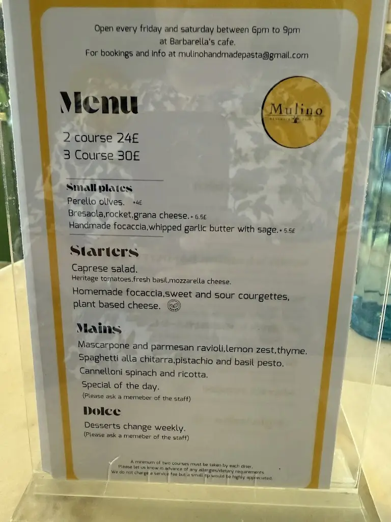 Menu_Mulino handmade pasta_Littleport_image_1